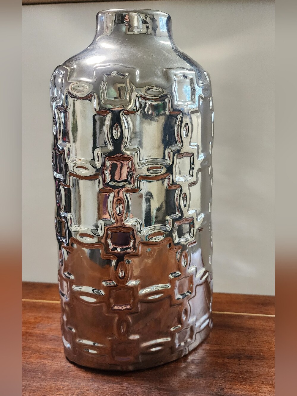 Beautiful Textured Silvertone Vase
